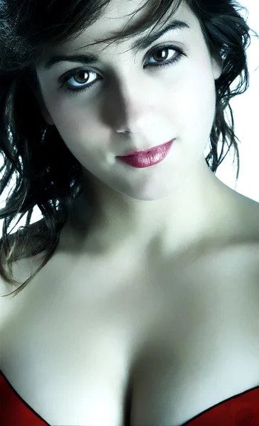 Güzel Genç Seksi Kadın Ayarlanabilir Beyaz Dengesi Portresi — Stok fotoğraf