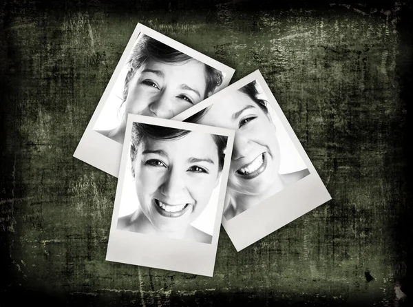 グランジ背景に同じ女性からの の写真で作ったコラージュ — ストック写真