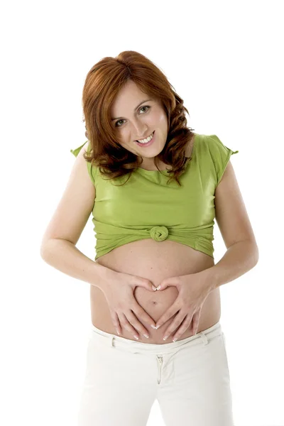 この素晴らしい瞬間を楽しんでいる白の美しい妊娠中の女性 — ストック写真