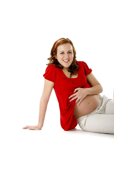 Hermosa Mujer Embarazada Blanco Disfrutando Este Maravilloso Momento —  Fotos de Stock