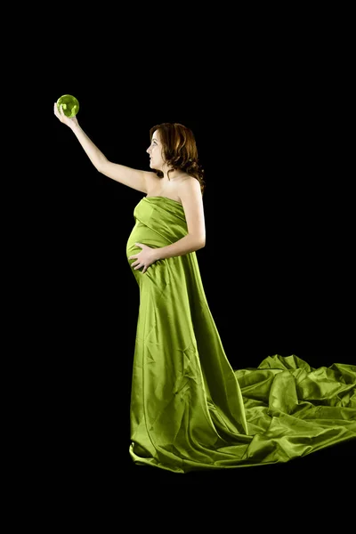 Mulher grávida tentando adivinhar ... — Fotografia de Stock