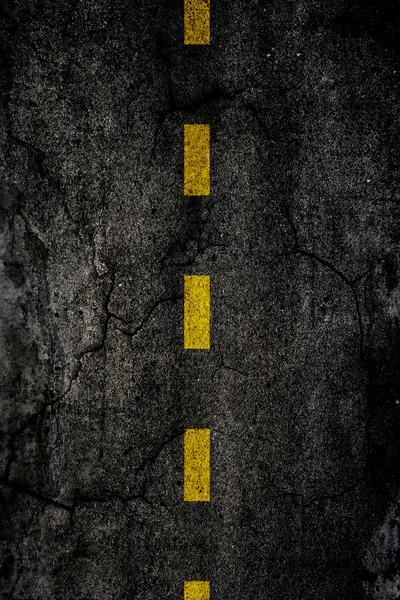 Asphalt Background Texture Divided Yellow Line — Stock Photo, Image