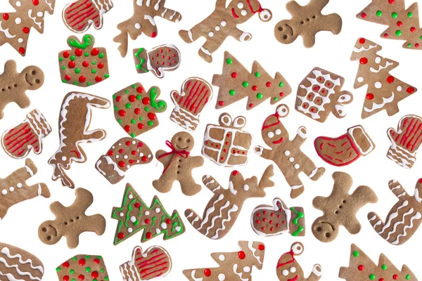 Homemade Gingerbread Cookies Different Shapes Isolated White Background — Stock Photo, Image