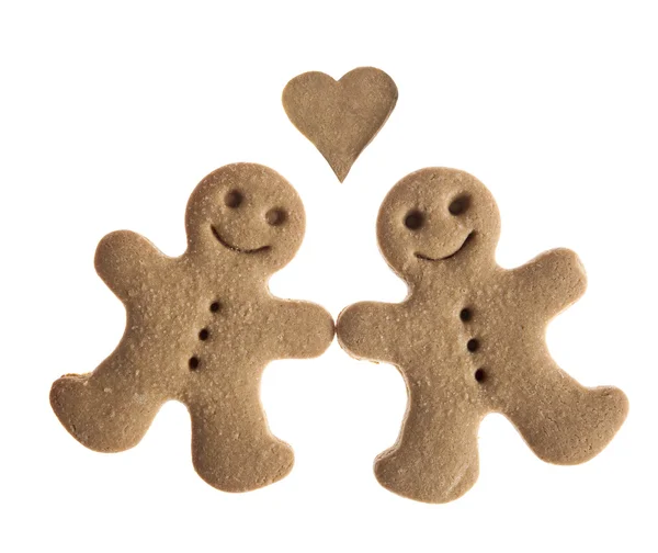 Biscoitos Caseiros Gingerbread Homem Isolado Fundo Branco — Fotografia de Stock