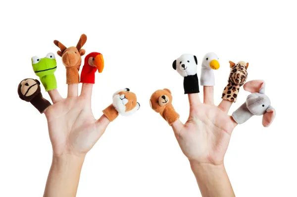 Hand with animal puppets — Stock Photo, Image