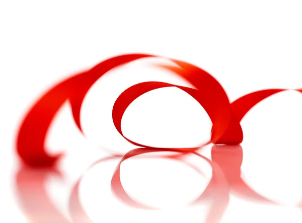 Red Christmas Ribbon Isolated White Background — Stock Photo, Image