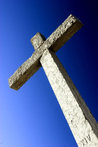 Religious Stone Cross Beautiful Blue Sky — Stock Photo, Image