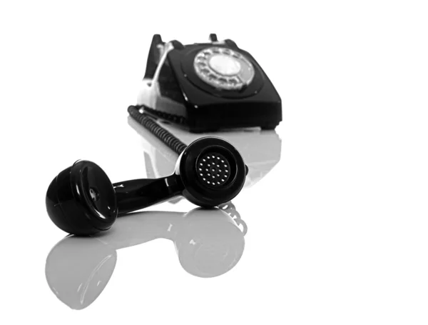 Vintage Telefonen Vit Bakgrund Med Reflektion — Stockfoto