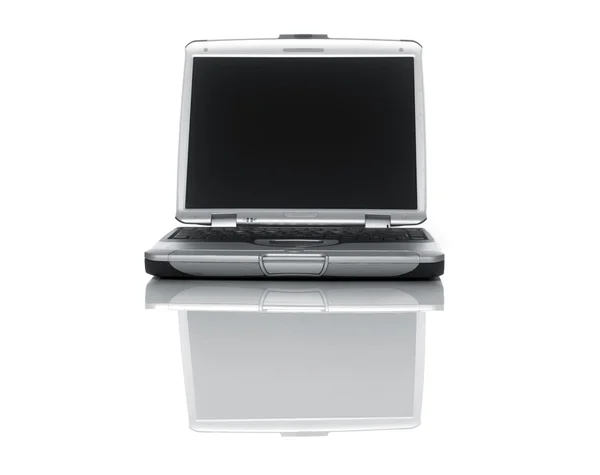 Computador Portátil Prata Branco Com Reflexão — Fotografia de Stock