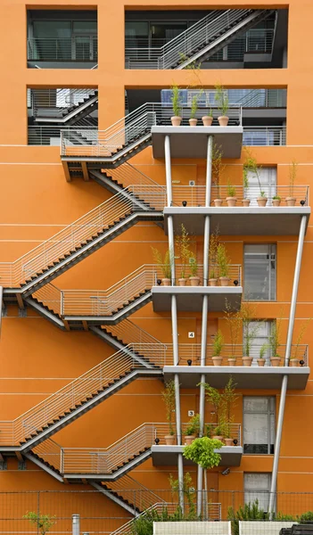 European Modern Building Stairs Nice Orange Color — Stock Photo, Image