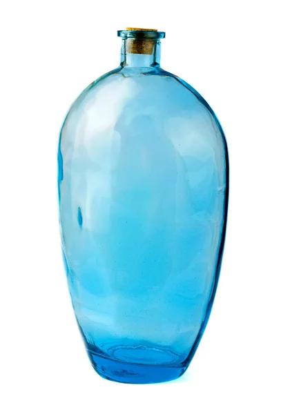 Blauwe Glazen Pot Geïsoleerd Wit — Stockfoto