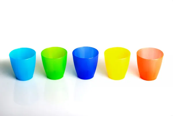 Bicchieri Plastica Con Molti Colori — Foto Stock