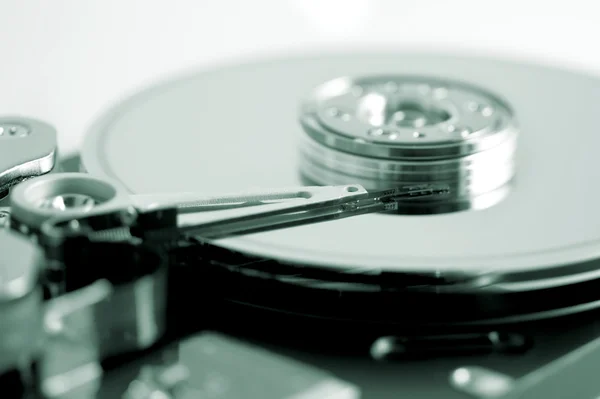 Open Hard Disk Drive Shallow Depth Field Focus Needle — Stock Photo, Image