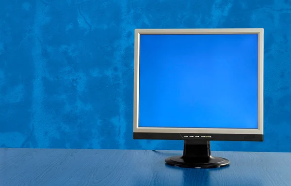 Lcd Display Monitor Blue Room — Stock Photo, Image