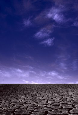 Desert land with a great and beautiful violet sky clipart