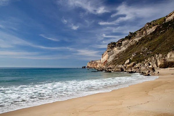 Paisaje Hermosa Playa Nazare Portugal — Foto de Stock