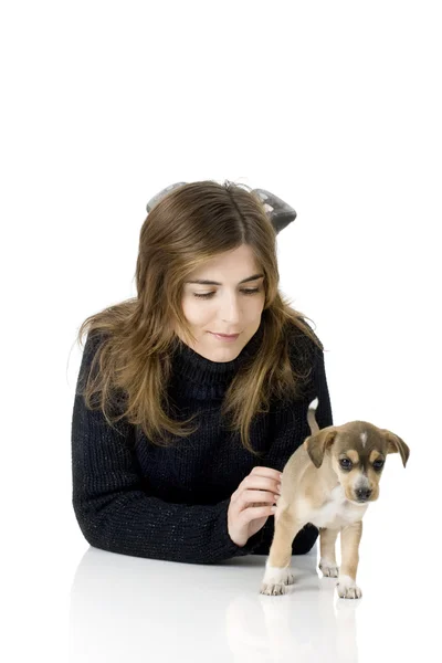 Mulher com um cachorro — Fotografia de Stock