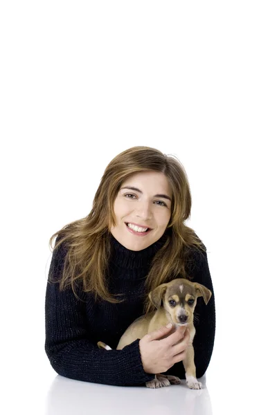 Donna con un cucciolo — Foto Stock