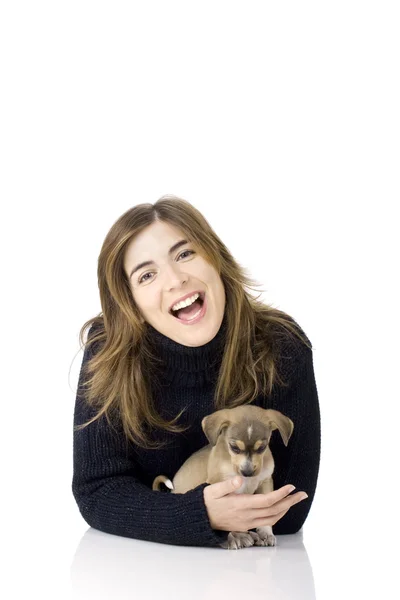 Mulher com um cachorro — Fotografia de Stock
