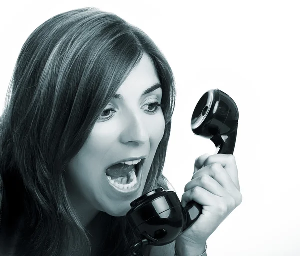 A gritar ao telefone — Fotografia de Stock