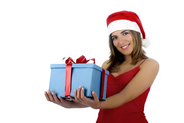 Santa lány ajándékok — Stock Fotó