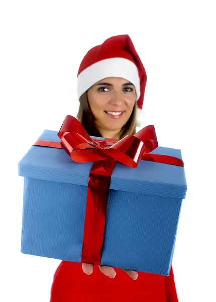 Santa κορίτσι με δώρα — Φωτογραφία Αρχείου