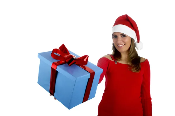 Santa ragazza con regali — Foto Stock