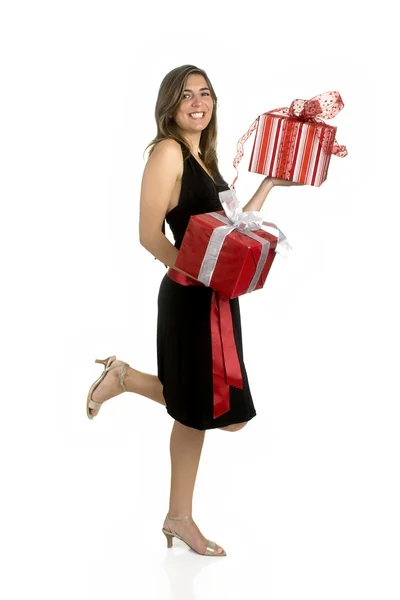 Donna felice con un regalo — Foto Stock