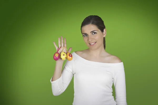 Easter woman with eggs — Stock Photo, Image