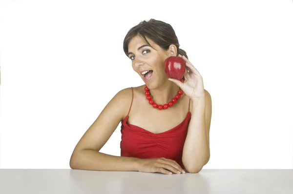 Κόκκινο μήλο διατροφή — Φωτογραφία Αρχείου