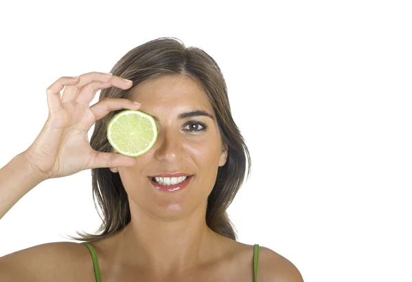 Eating a lime — Stock Photo, Image