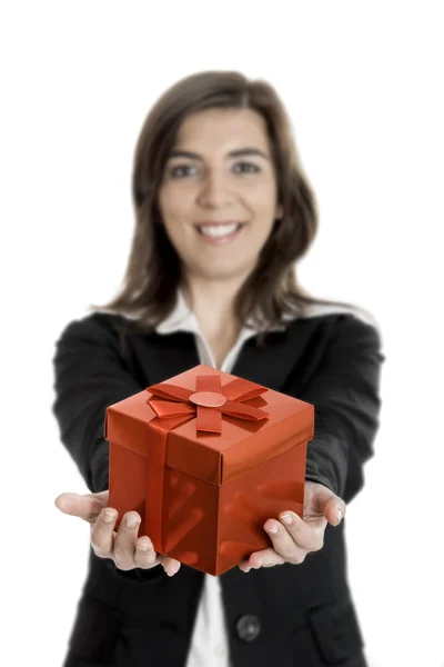 Drží dárek — Stock fotografie