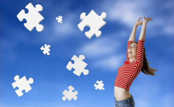 Mulher de puzzle — Fotografia de Stock