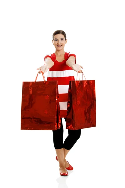 Femme avec sacs à provisions — Photo