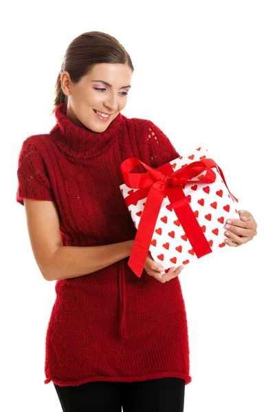 Mujer sosteniendo un regalo —  Fotos de Stock