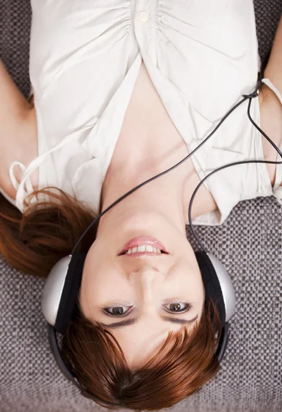 Listening music at home — Stock Photo, Image