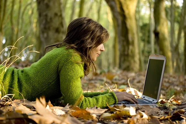 노트북으로 일하는 모습 — 스톡 사진