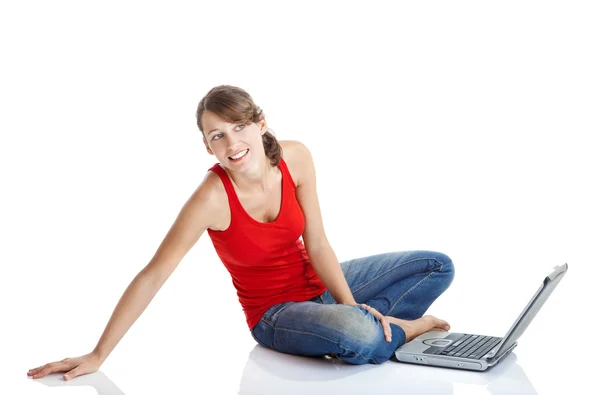 Young woman with a laptop — Stock Photo, Image