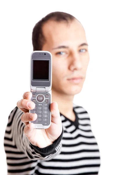 Mostrando un cellulare — Foto Stock