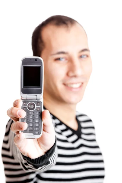 Mostrando un cellulare — Foto Stock