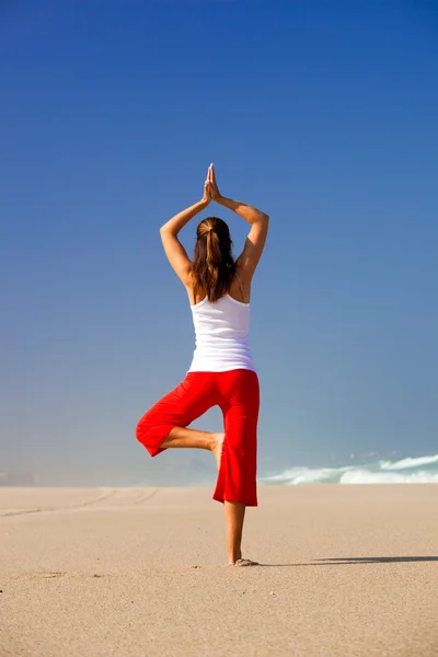 Junge Frau macht Yoga Stockbild