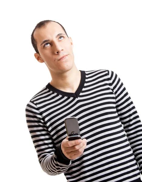 Junger Mann mit Handy Stockbild