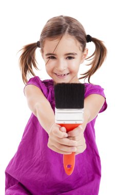 Child with a paint-brush clipart