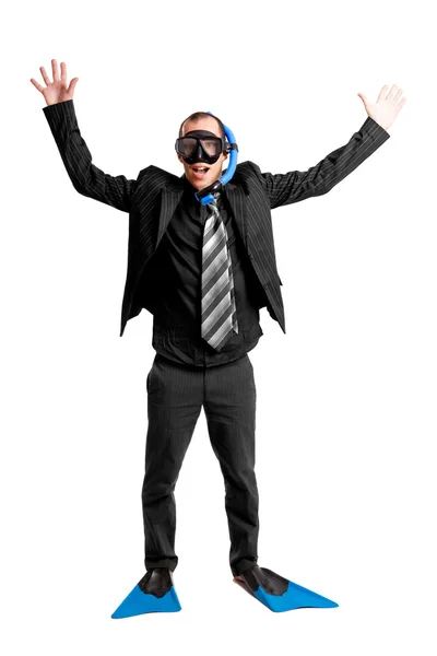 Empresário com uma máscara de mergulho — Fotografia de Stock