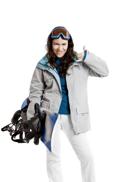 Snowboard žena — Stock fotografie