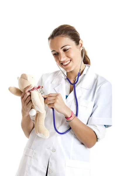 Sjuksköterska och Nalle — Stockfoto