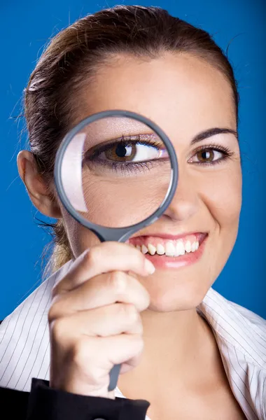 Looking through a magnifying Glass — Stock Photo, Image