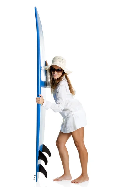 Donna con tavola da surf — Foto Stock