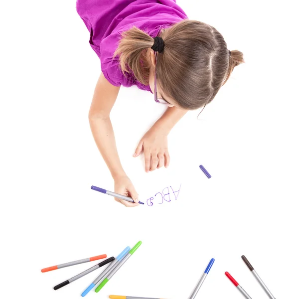 Girl making drawings — Stock Photo, Image
