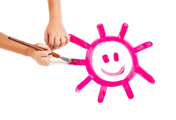 Painting a happy sun — Stock Photo, Image
